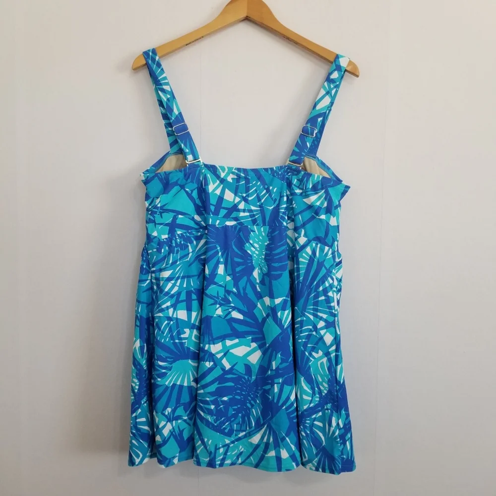 NWT Avenue Blue Tropical Print Swim Dress Size 18 - Picture 6 of 9